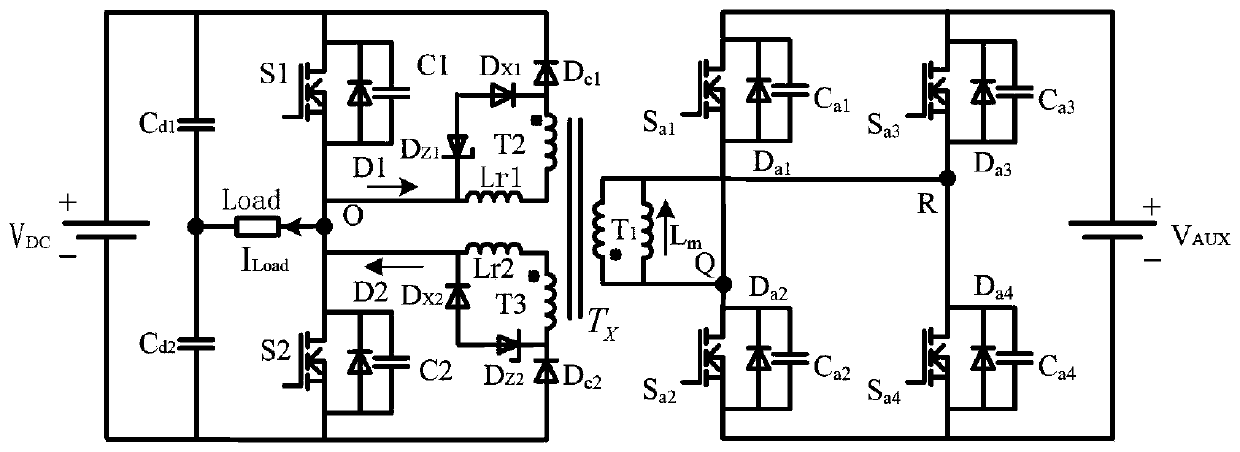 Auxiliary resonant converter pole inverter of phase-associated voltage-regulator tube clamp