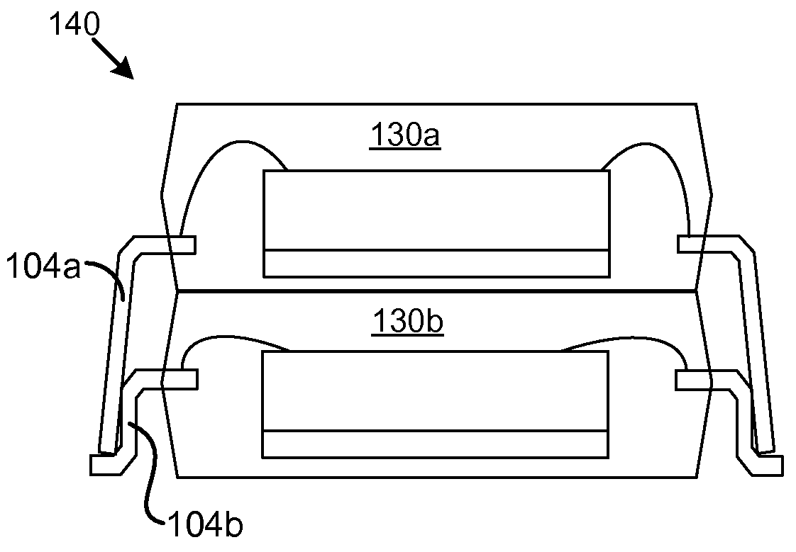 Package stacking using unbalanced molded tsop