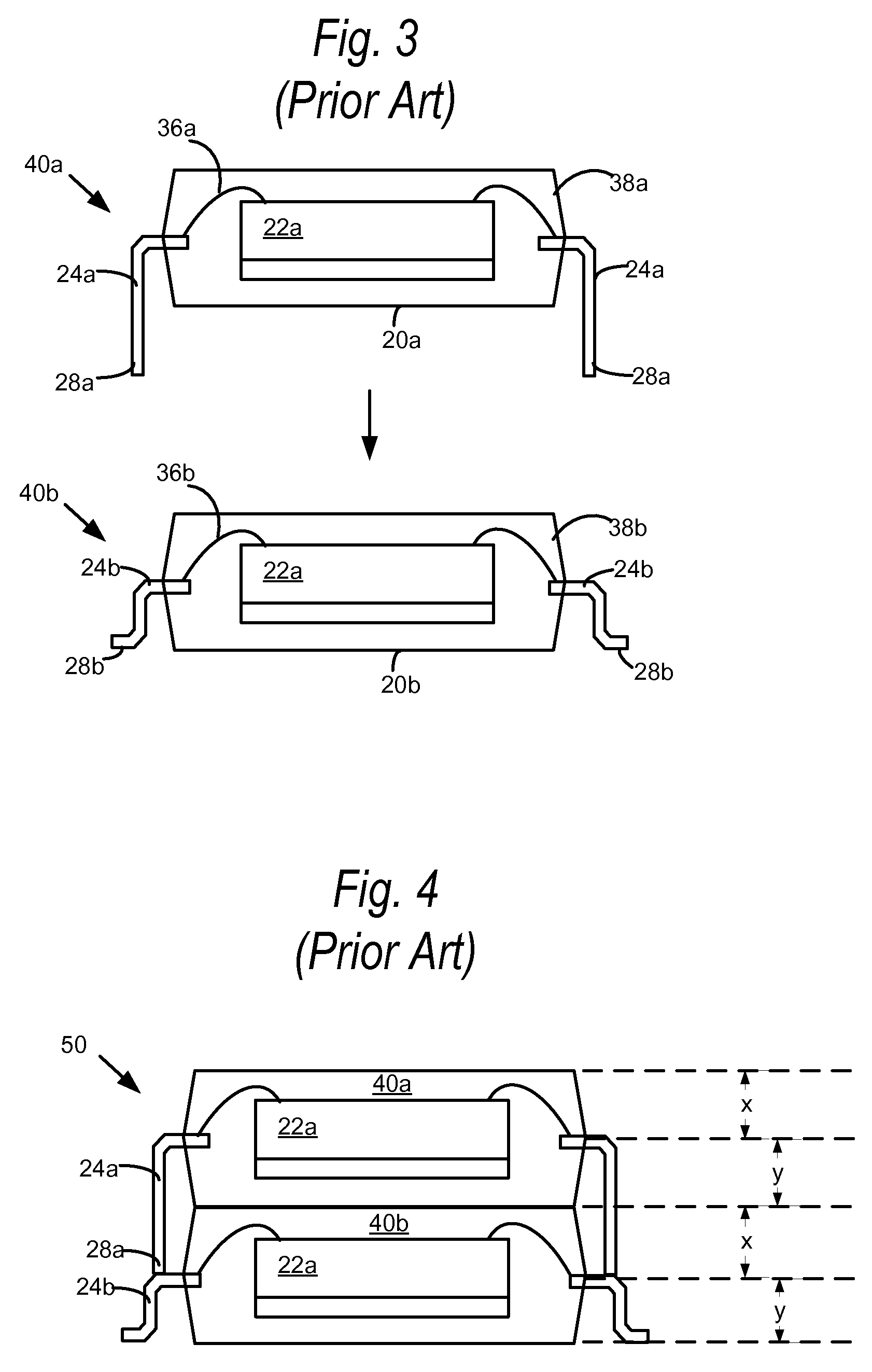 Package stacking using unbalanced molded tsop