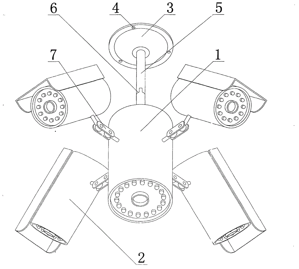 Omnibearing blind-zone-free surveillance and monitoring security device