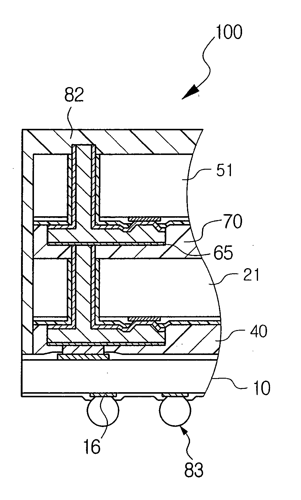 Stacked chip package using photosensitive polymer and manufacturing method thereof