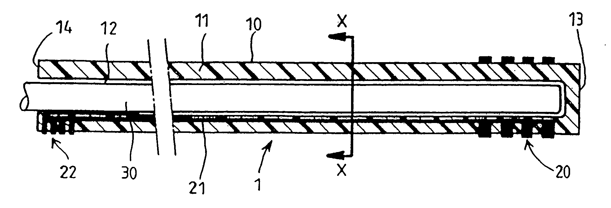 Non-rectilinear lead and a system for deep electrical neurostimulation including such a lead