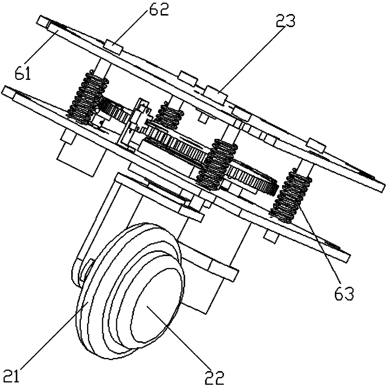 Conveying device with 360-degree steering function