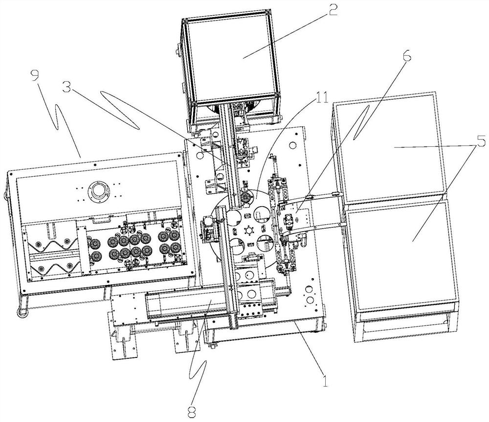 Automatic assembling equipment for rotor iron core magnetic shoes