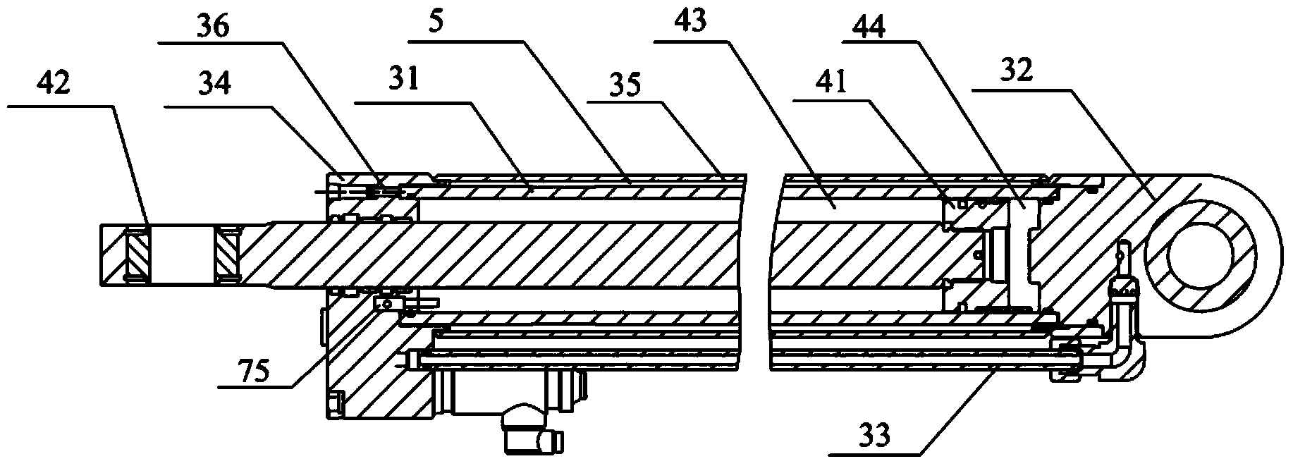 Hydraulic buffer device and method thereof for realizing safety turn of vehicle based on hinged system