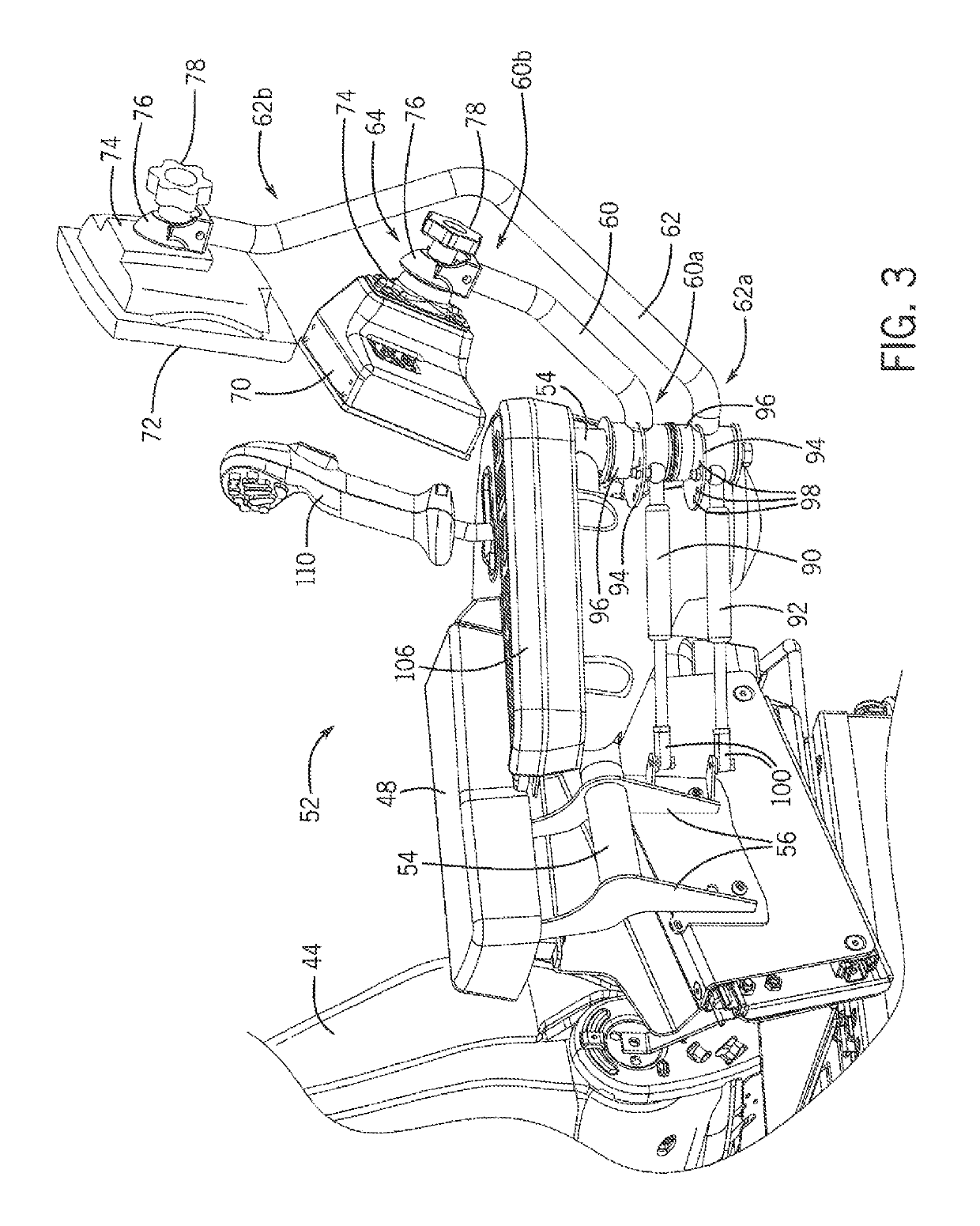 Armrest system for holding monitors in an operator cab