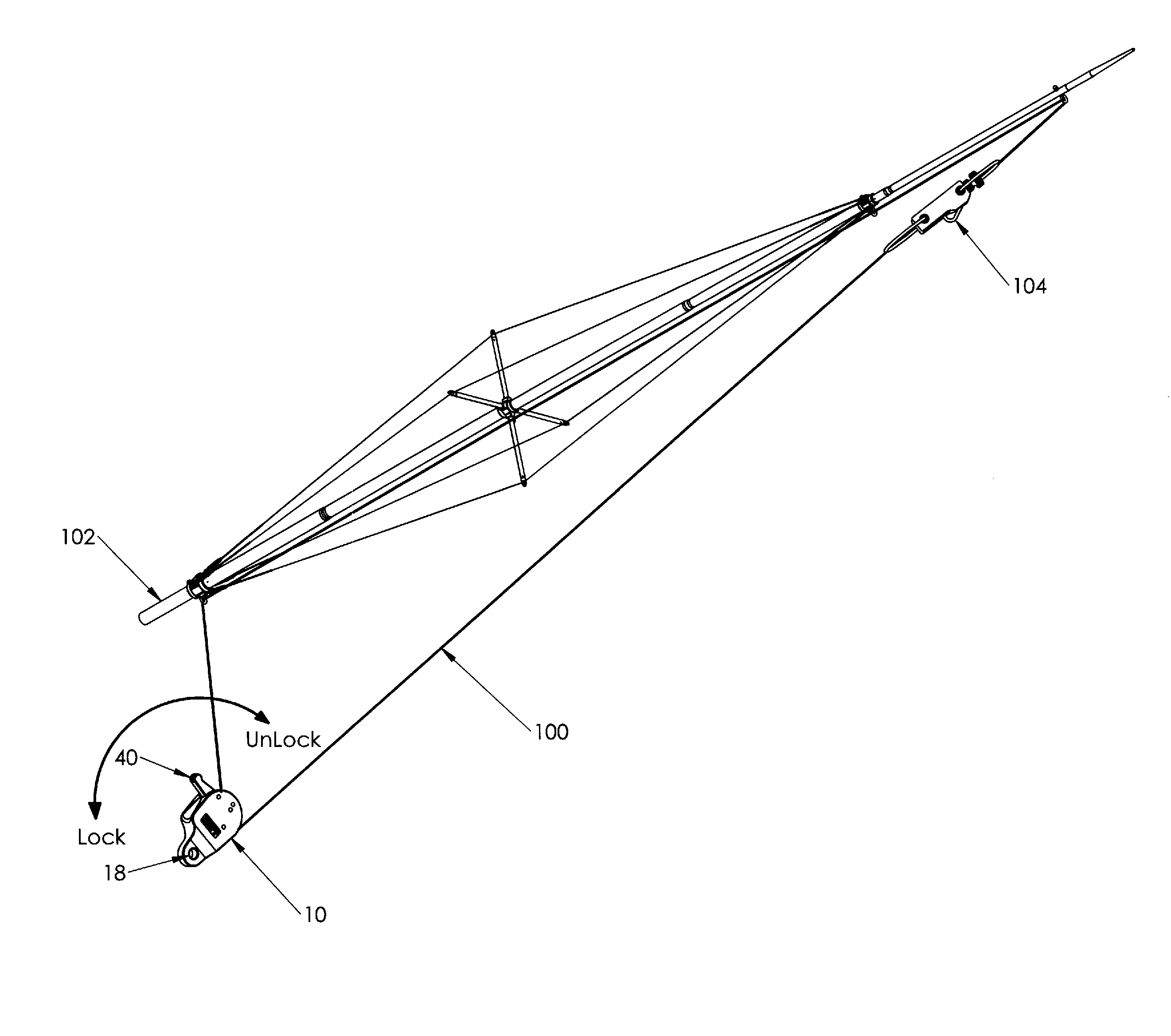 Outrigger line lock positioning device