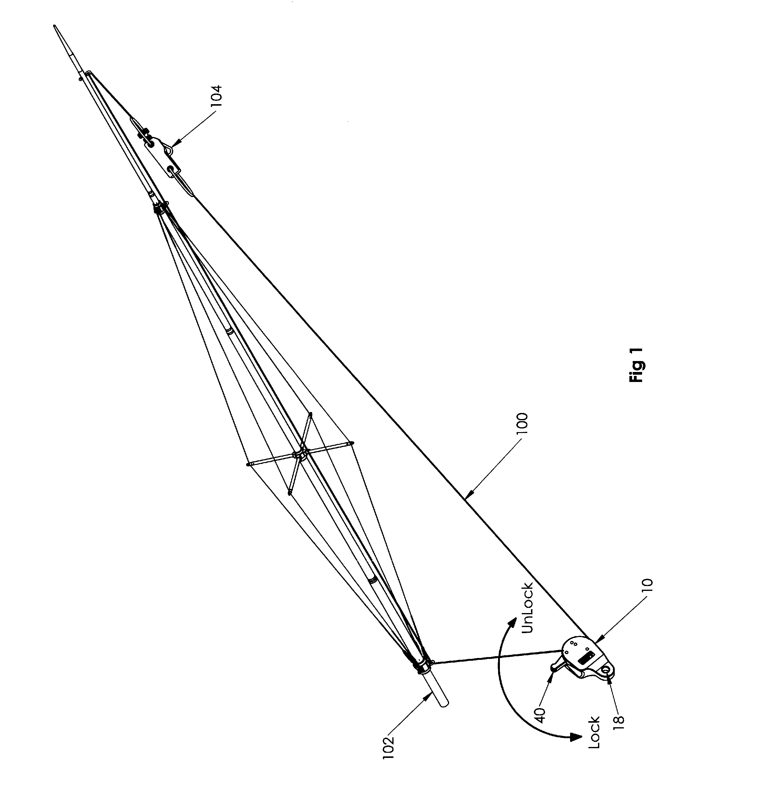 Outrigger line lock positioning device