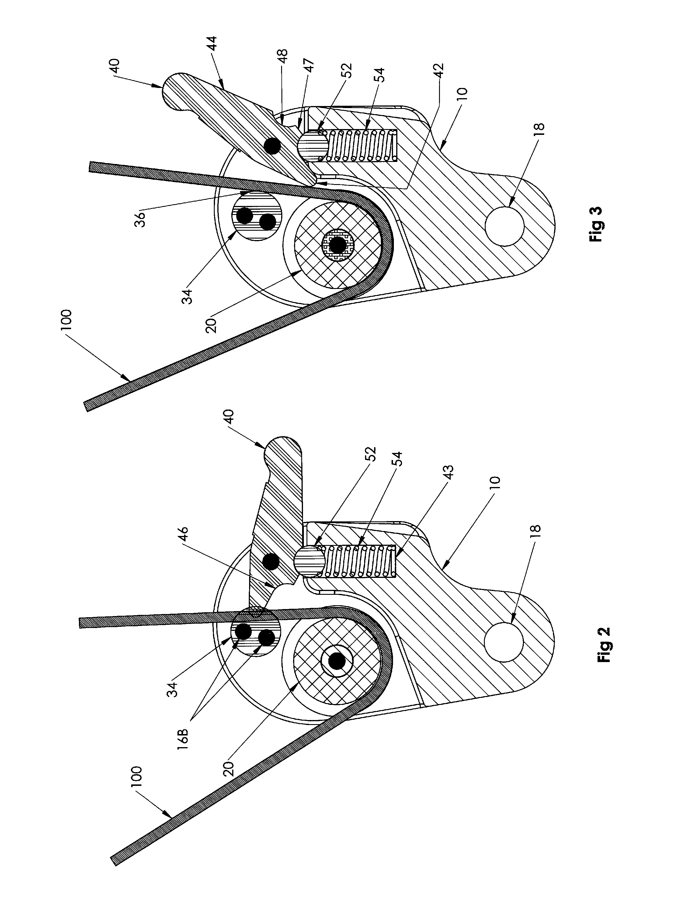 Outrigger line lock positioning device