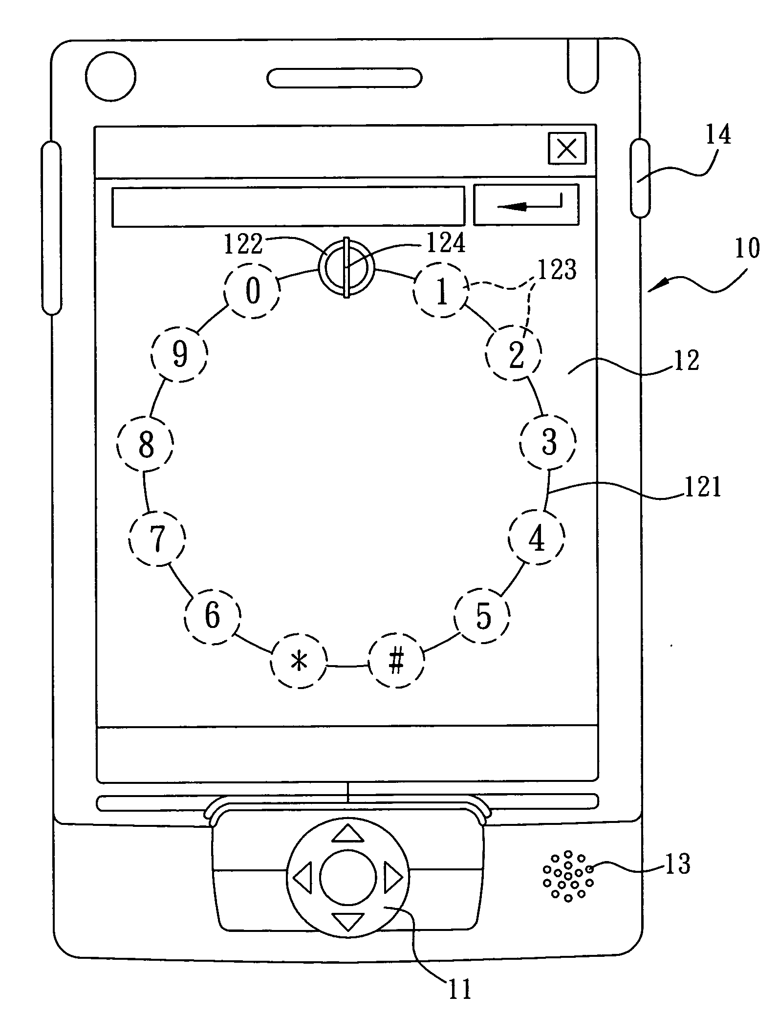 Input method and arrangement for portable electronic device