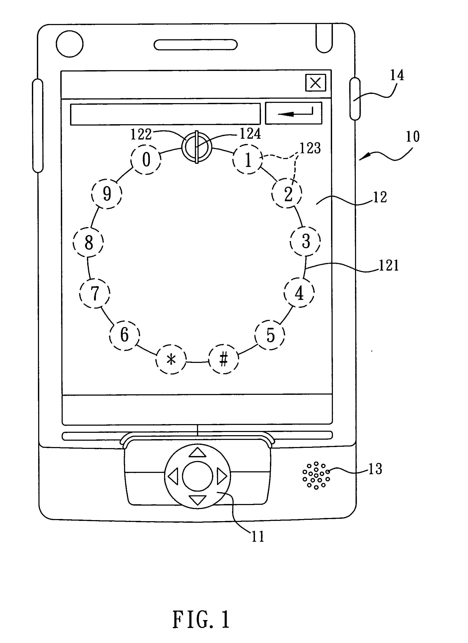 Input method and arrangement for portable electronic device