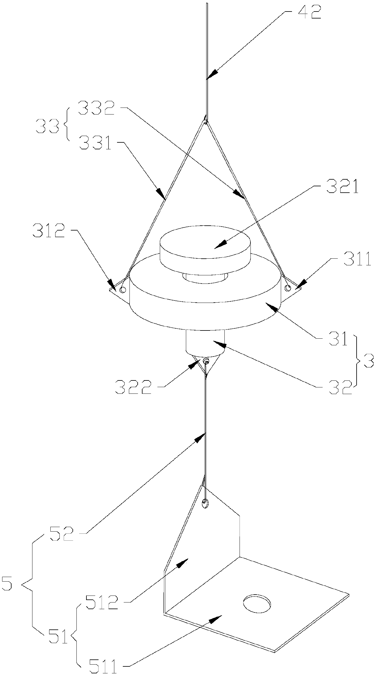 Wire cable laying device and wind generating set