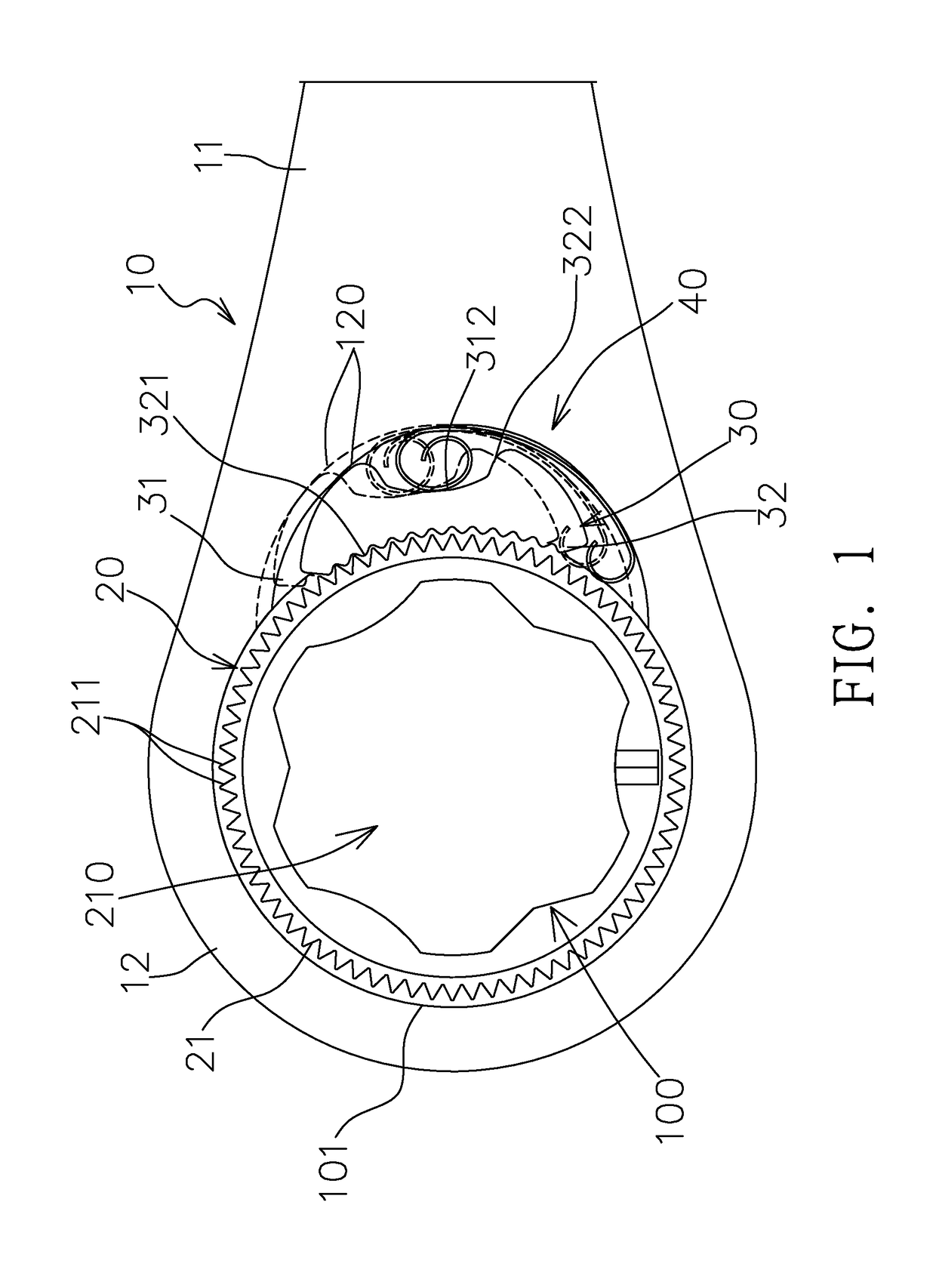 Wrench structure for small-distance operations