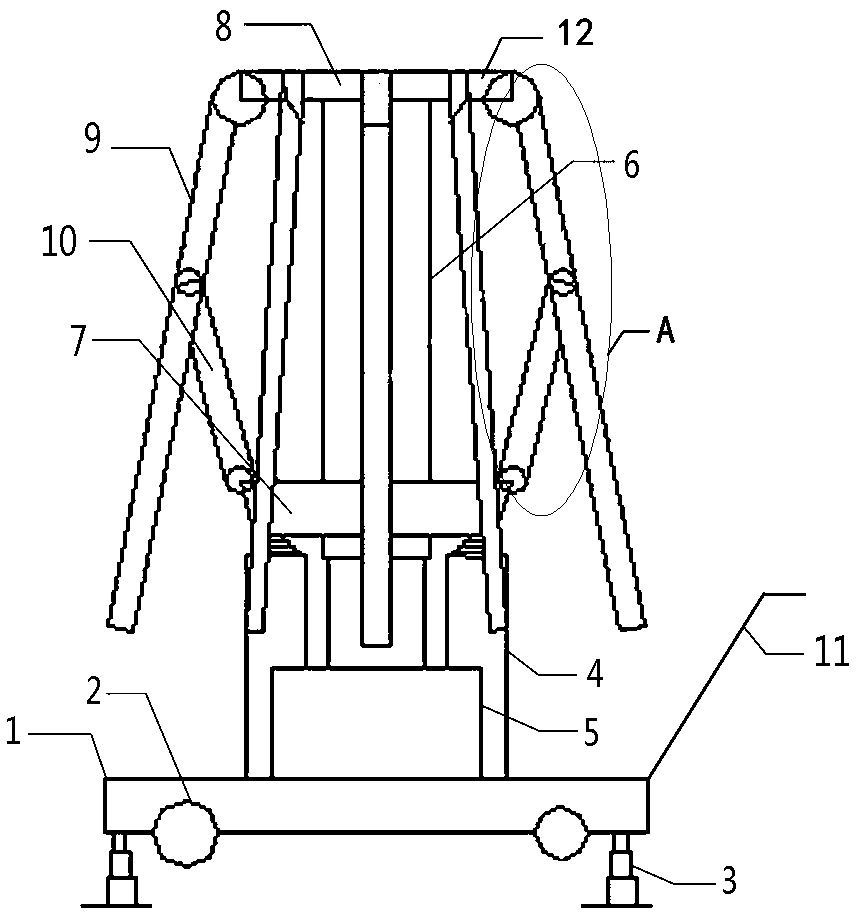 Umbrella-shaped movable hydraulic type lifting floor scaffold and construction method thereof