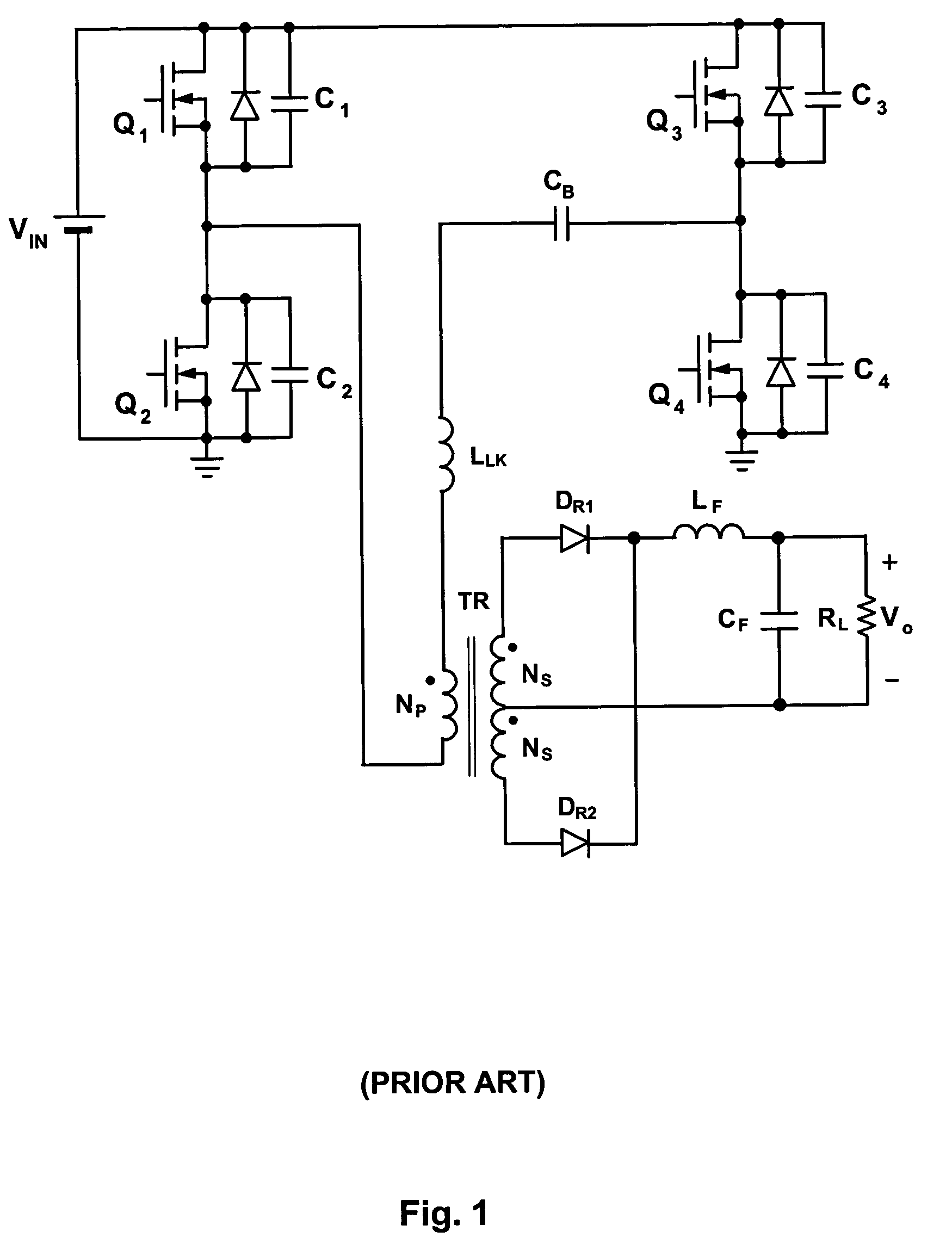 Full bridge converter with ZVS via AC feedback