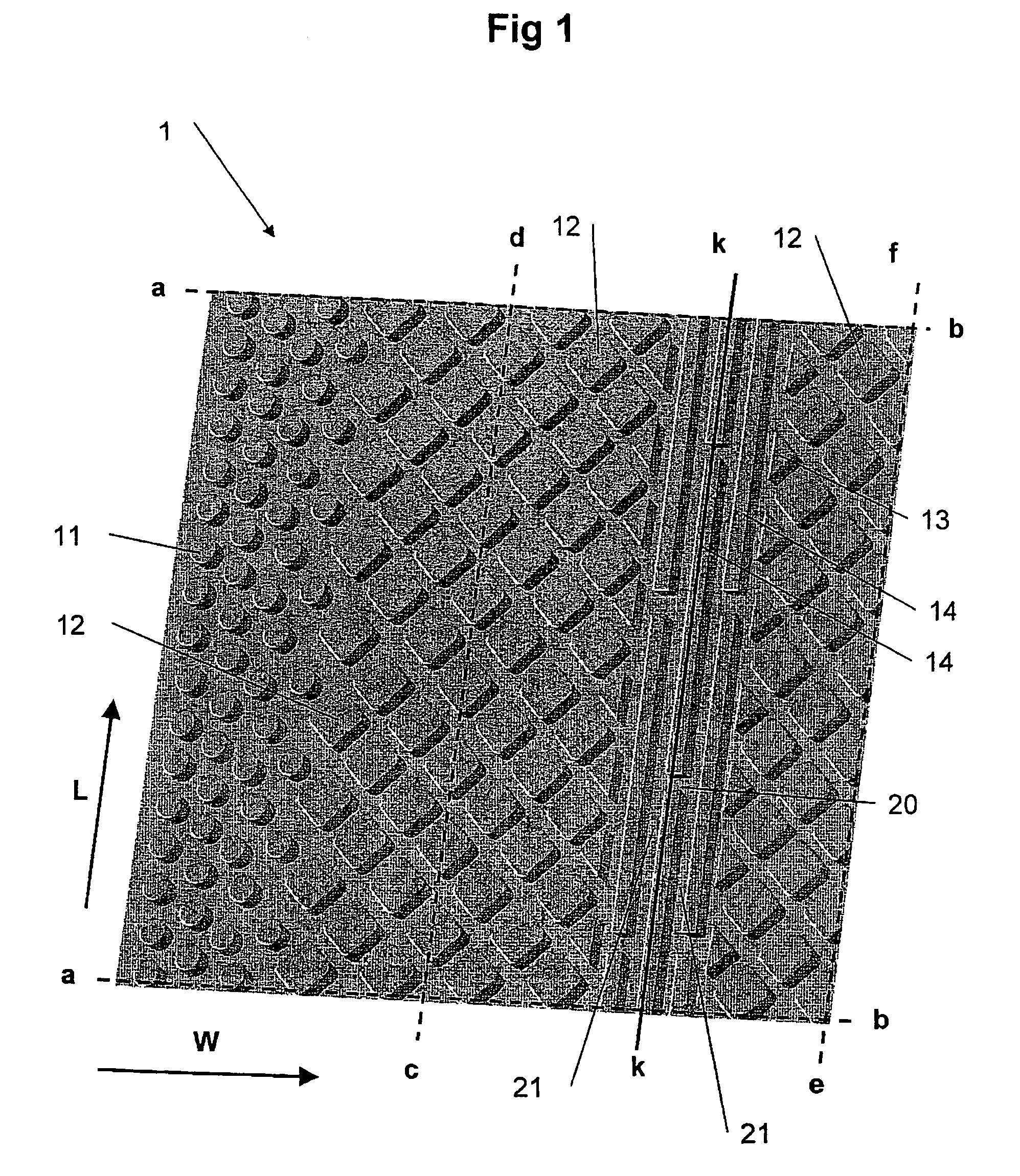 Studded plate with fold line