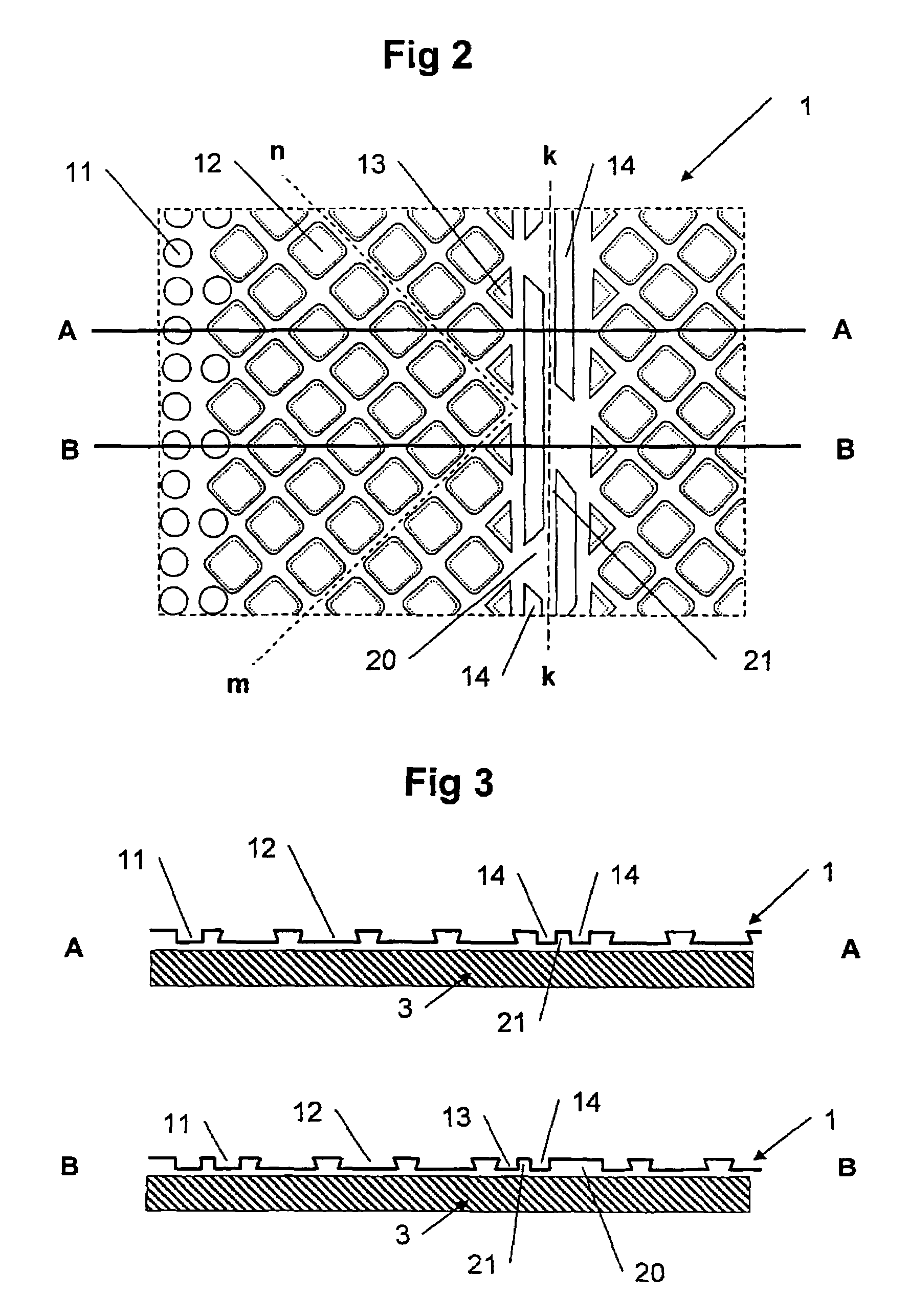 Studded plate with fold line