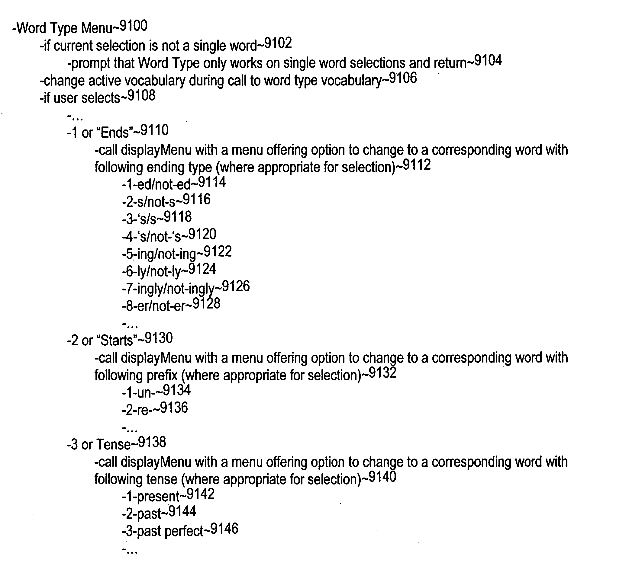 Word recognition using word transformation commands