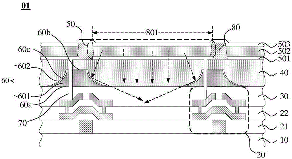 Bottom light emitting type OLED display panel