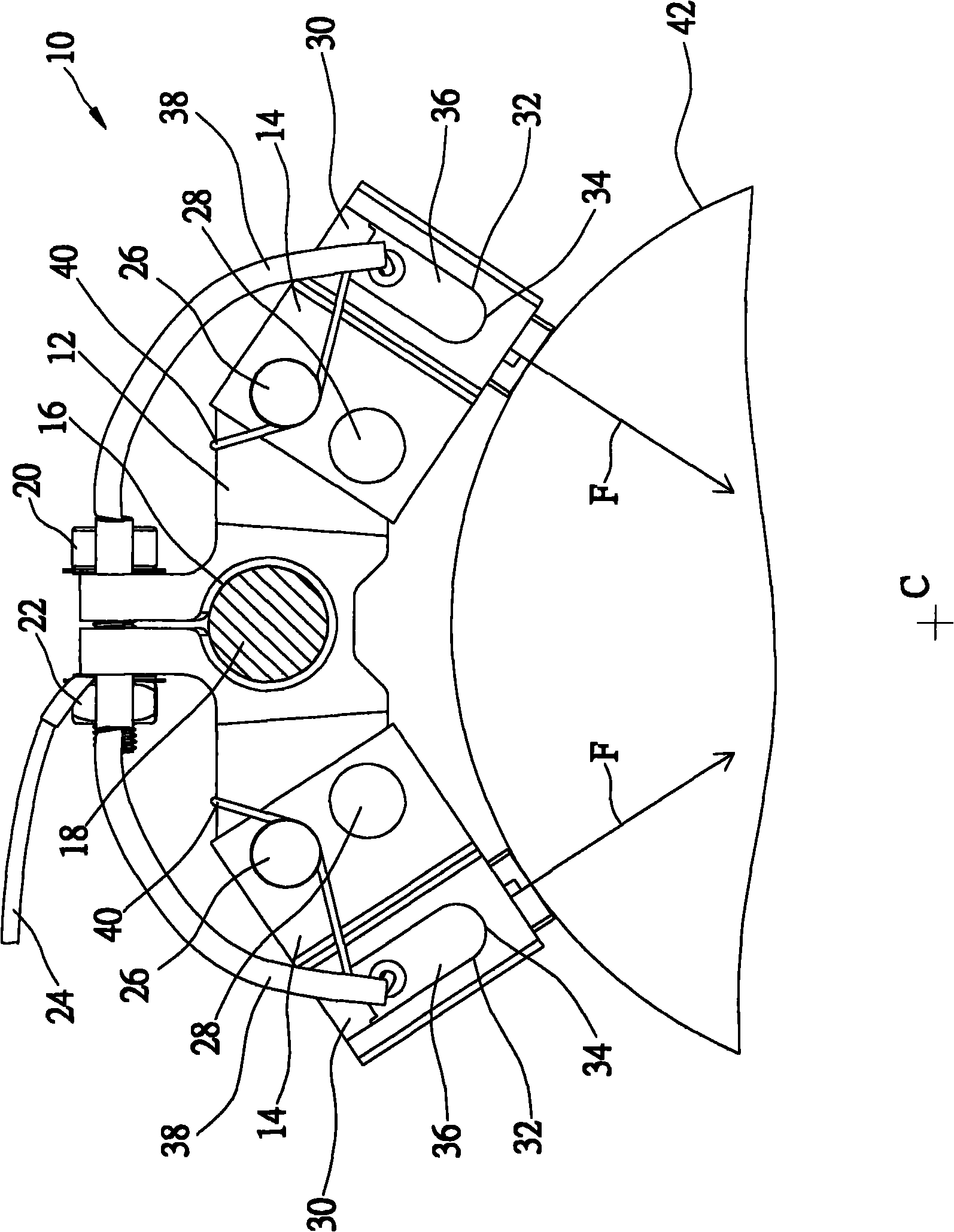 Carbon brush structure of collecting ring