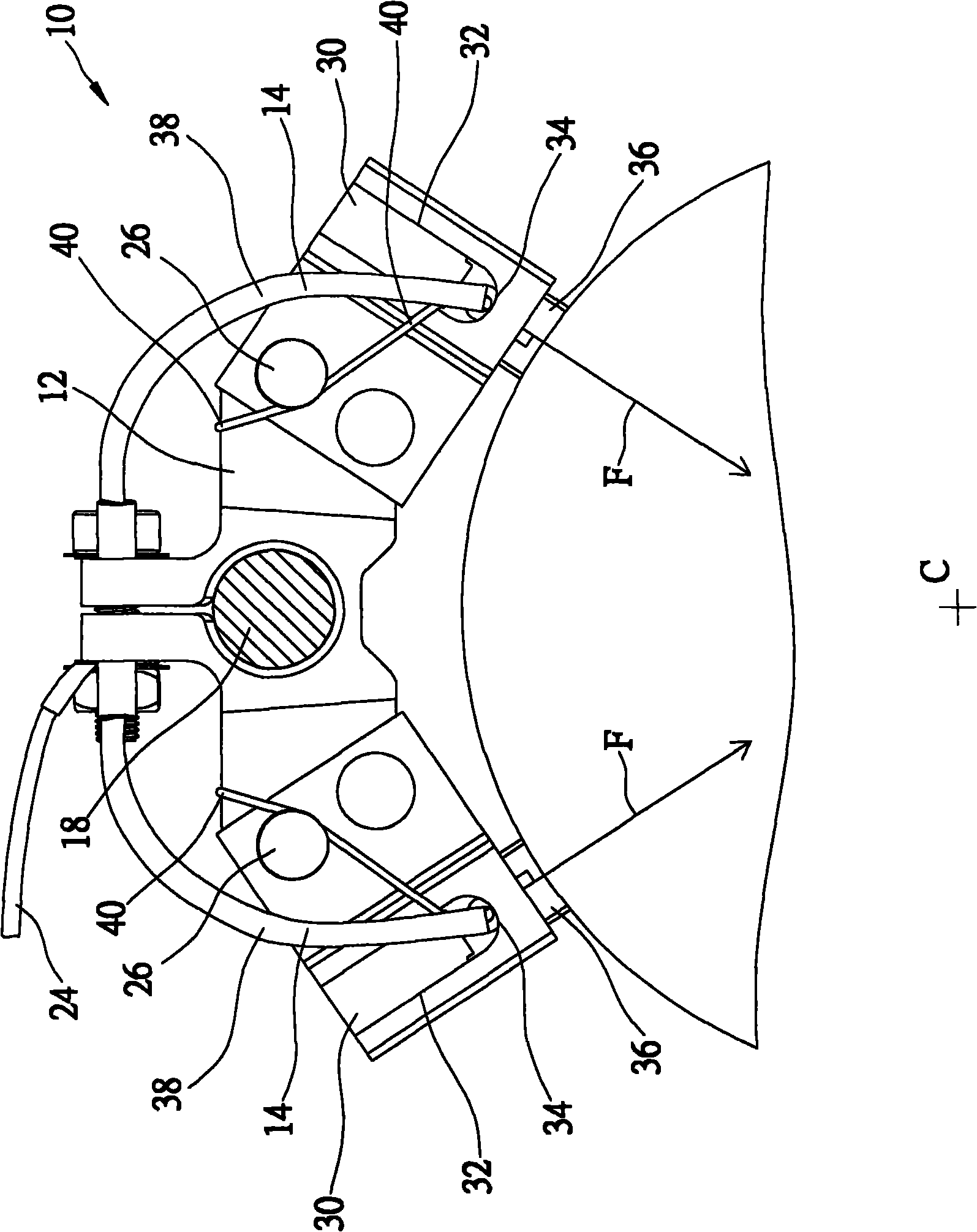 Carbon brush structure of collecting ring