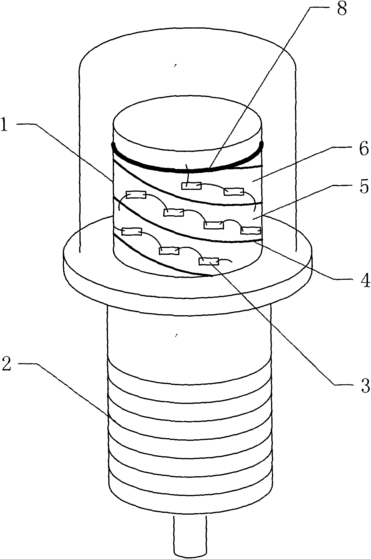 Helical packaging structure of light-emitting semiconductor chip and light-emitting semiconductor light source device thereof