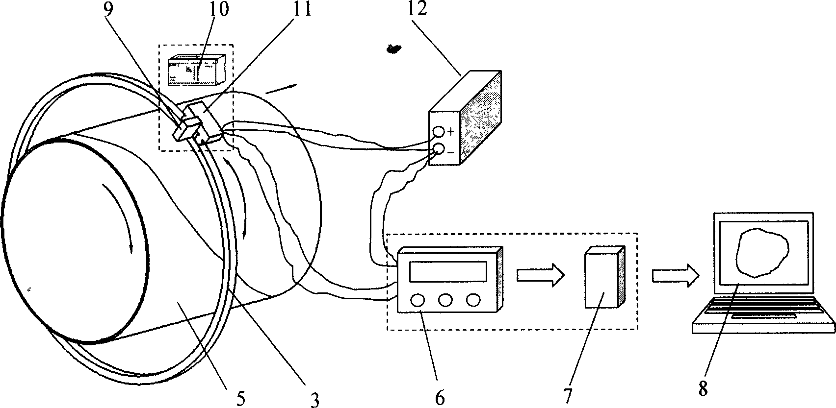 System and method for measuring section shape and size of heavy caliber steel pipe