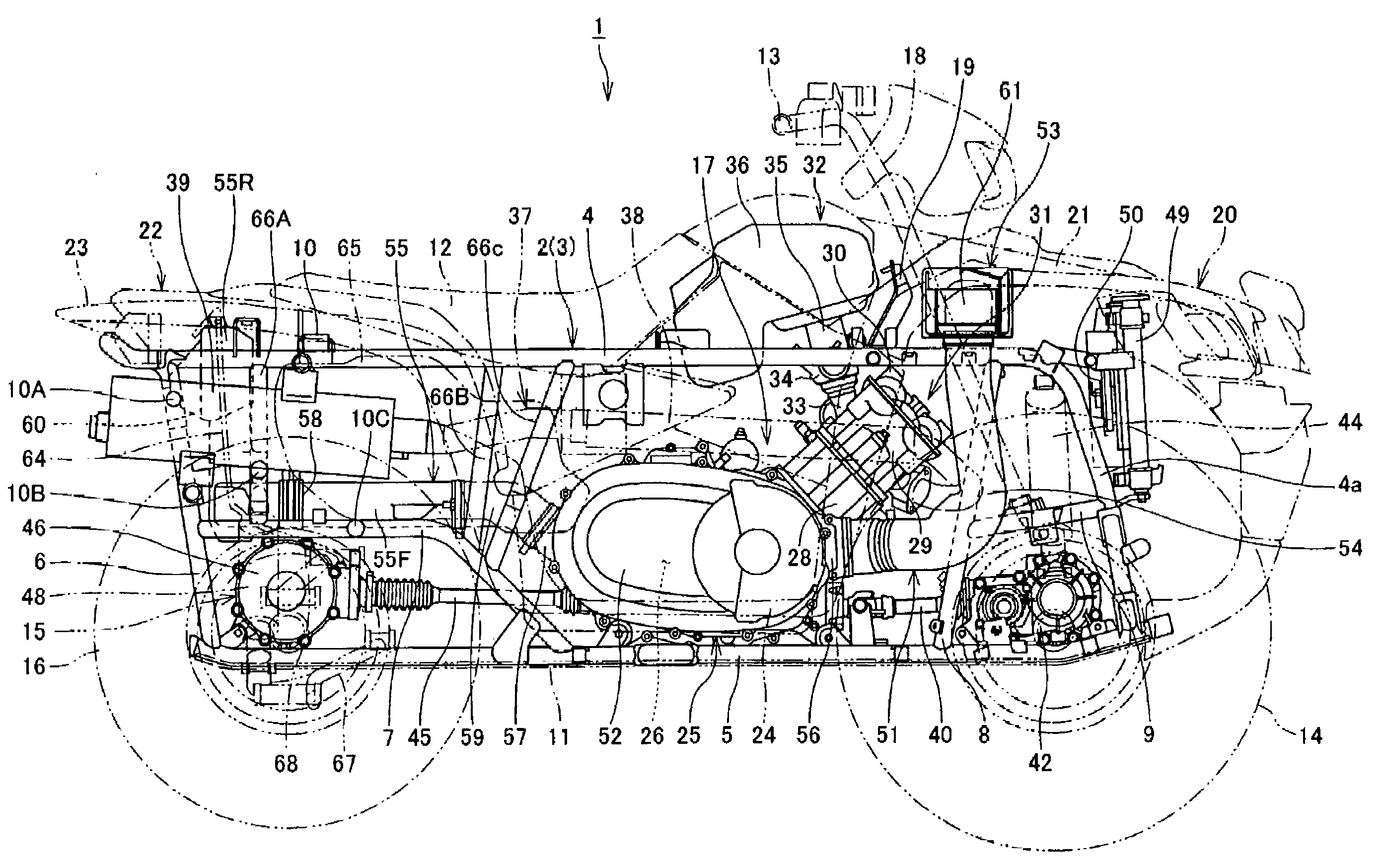 Rear structure of all terrain vehicle