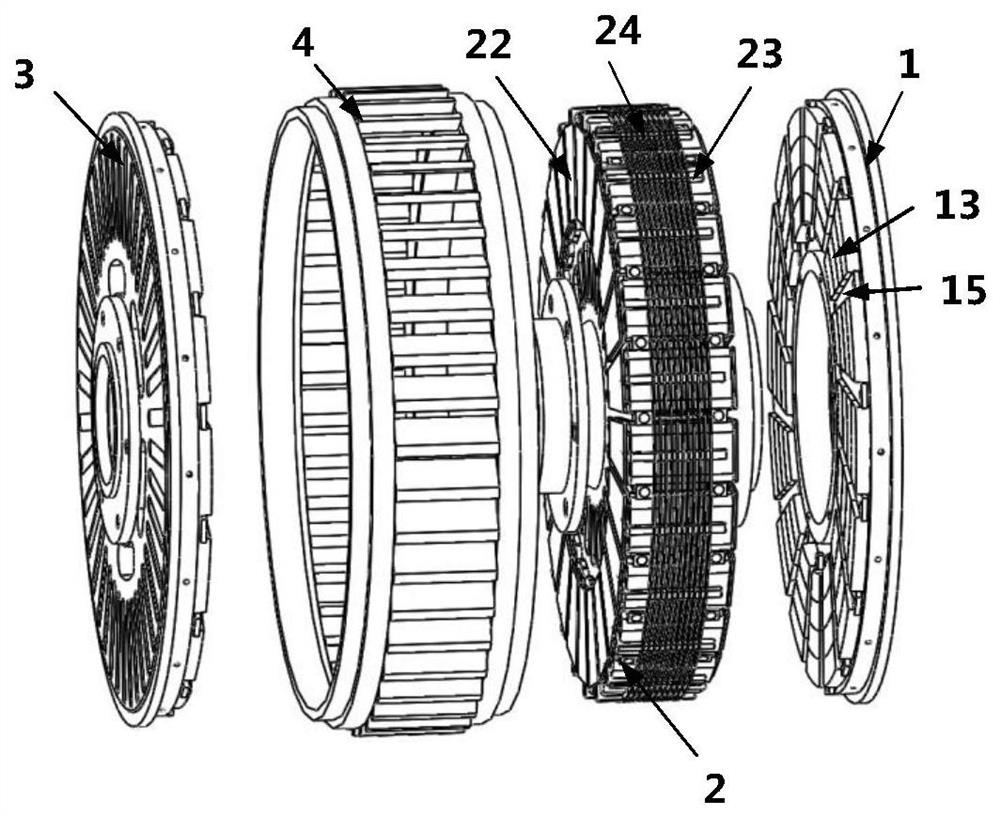 Integrated air-cooled axial flux motor