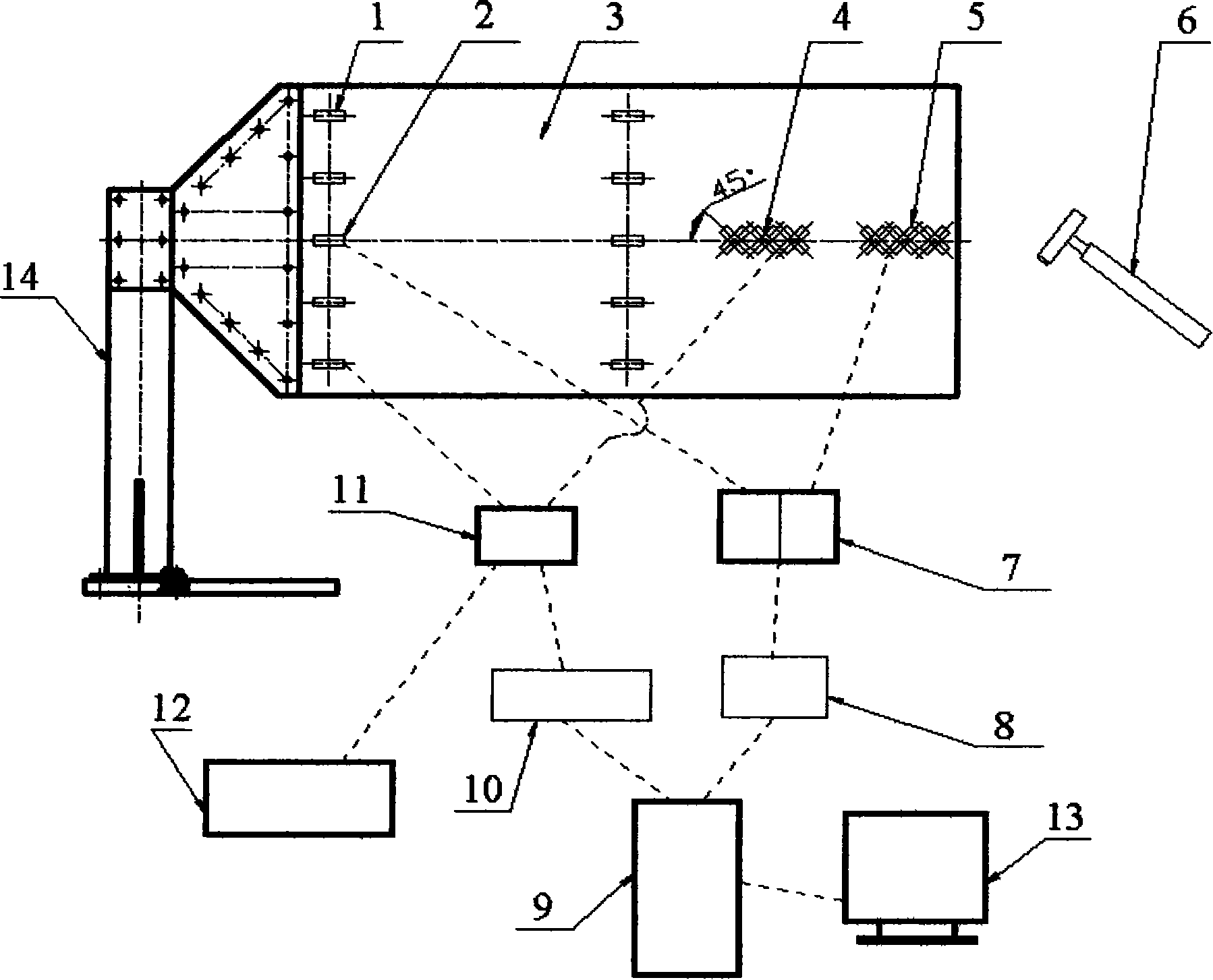 Space sailboard bending and turning mode vibration simulation active control device and method