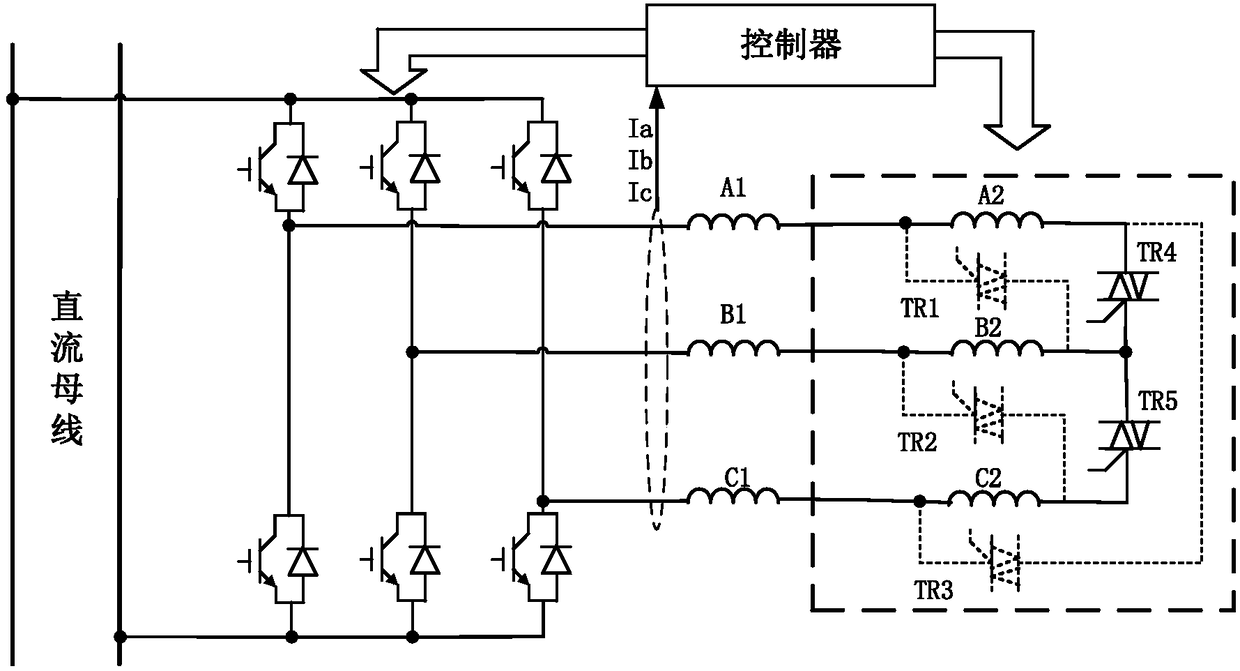 Motor winding triangular star-shaped connection dynamic configuration circuit and control method