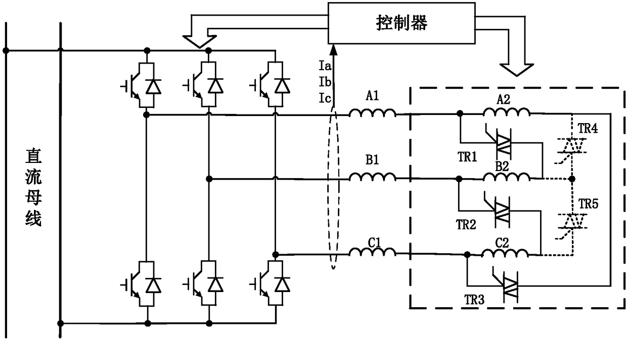 Motor winding triangular star-shaped connection dynamic configuration circuit and control method