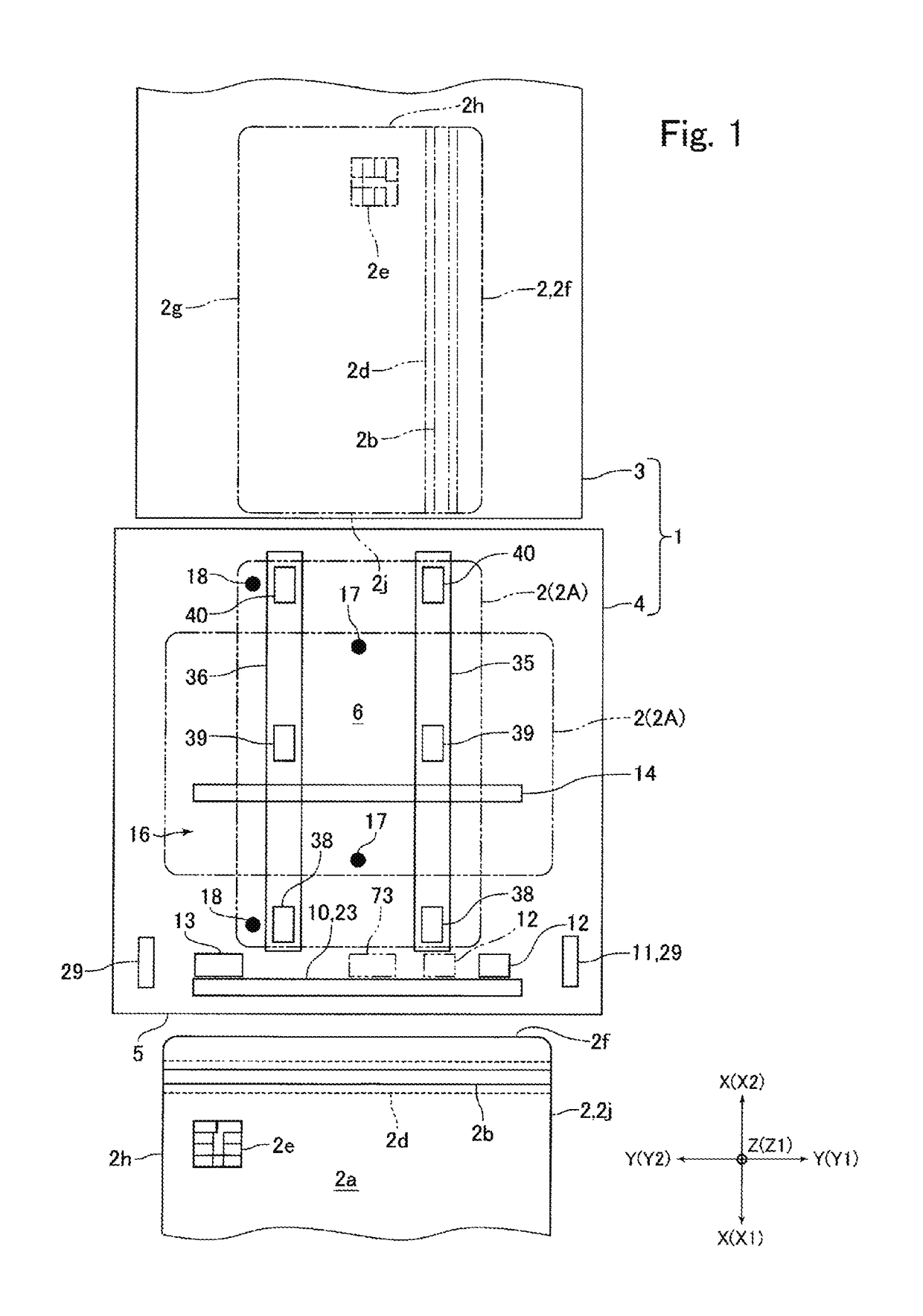 Card insertion and ejection mechanism and card processing device