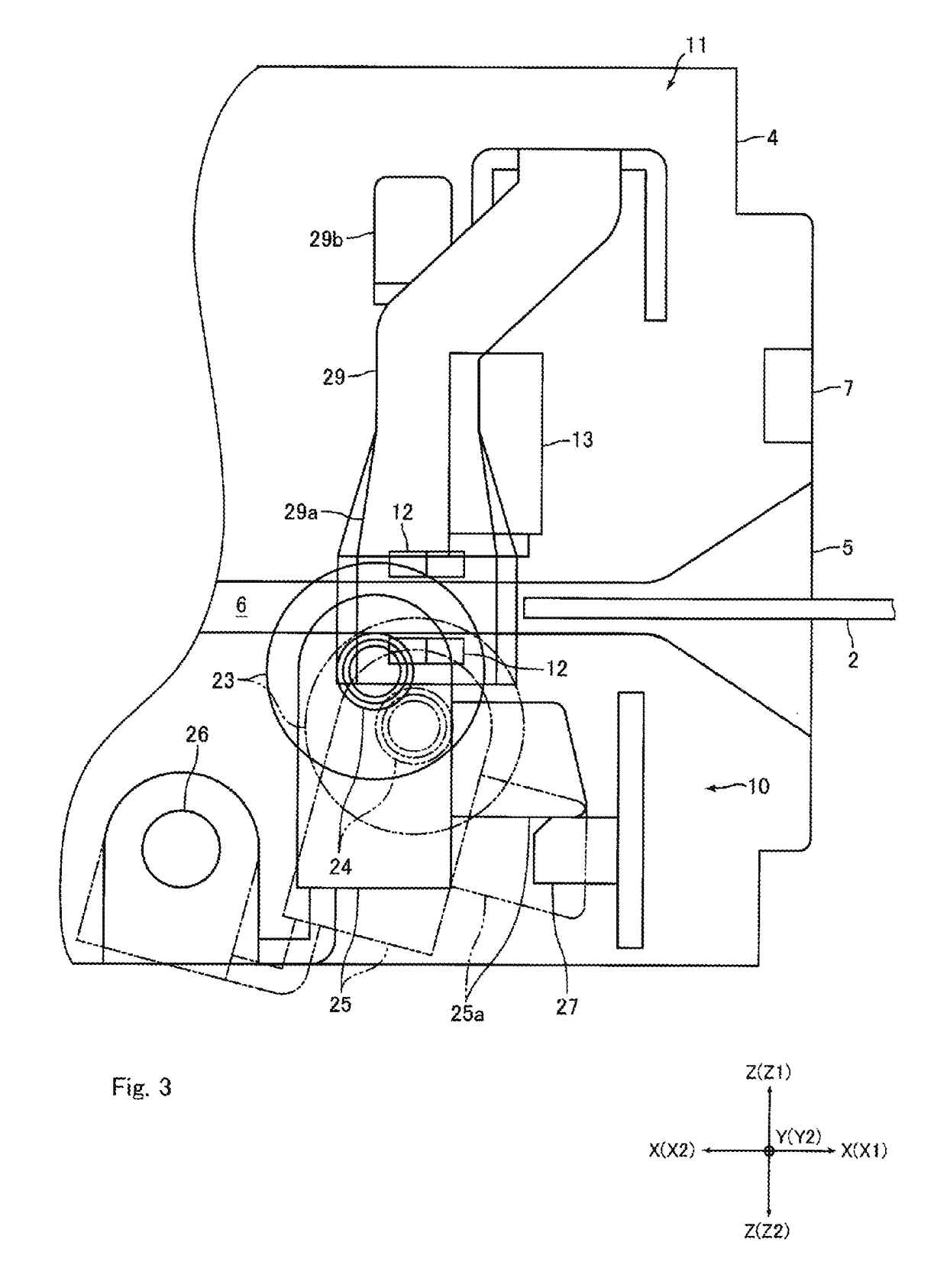 Card insertion and ejection mechanism and card processing device