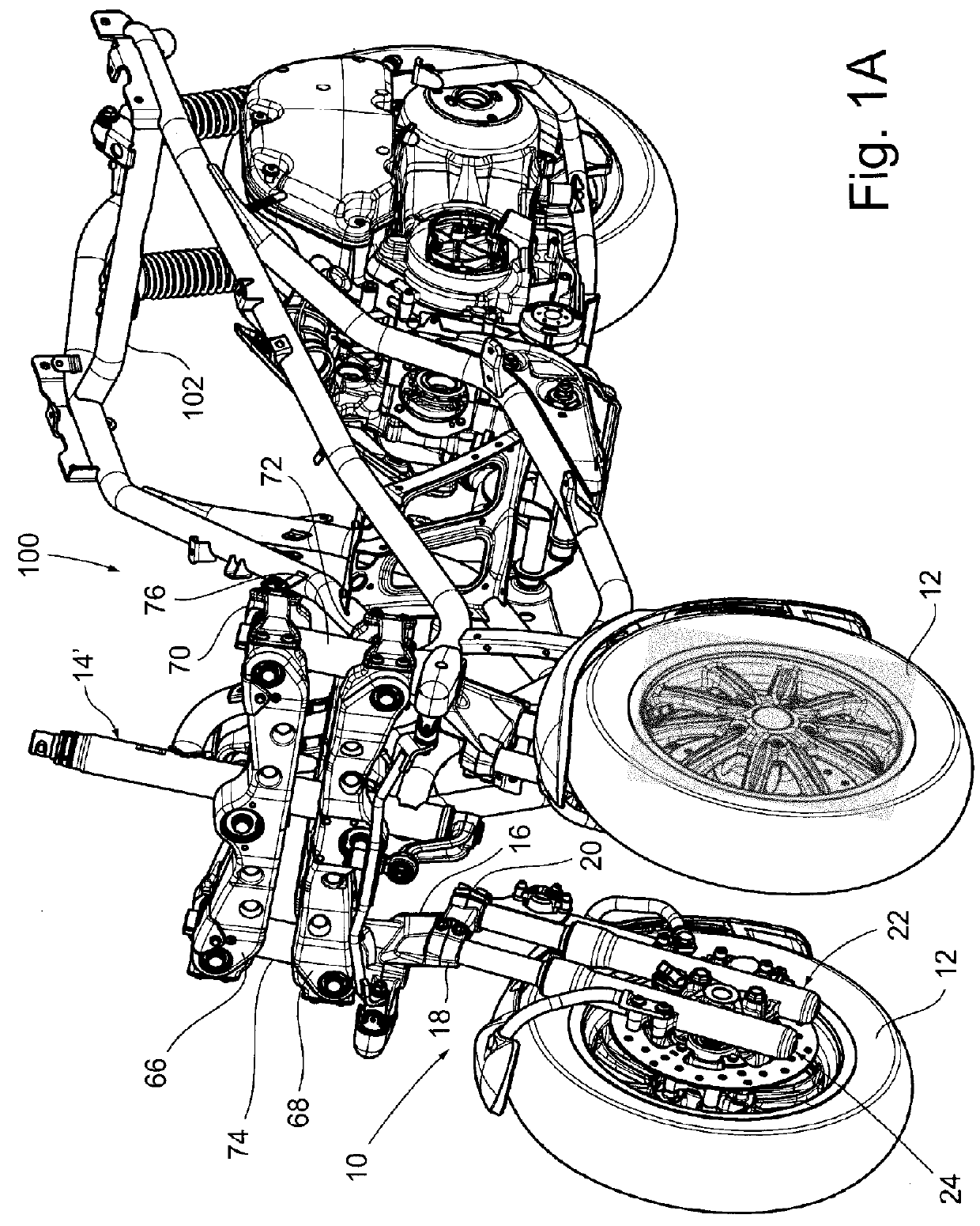 Tiltable motorcycles with two front steering wheels