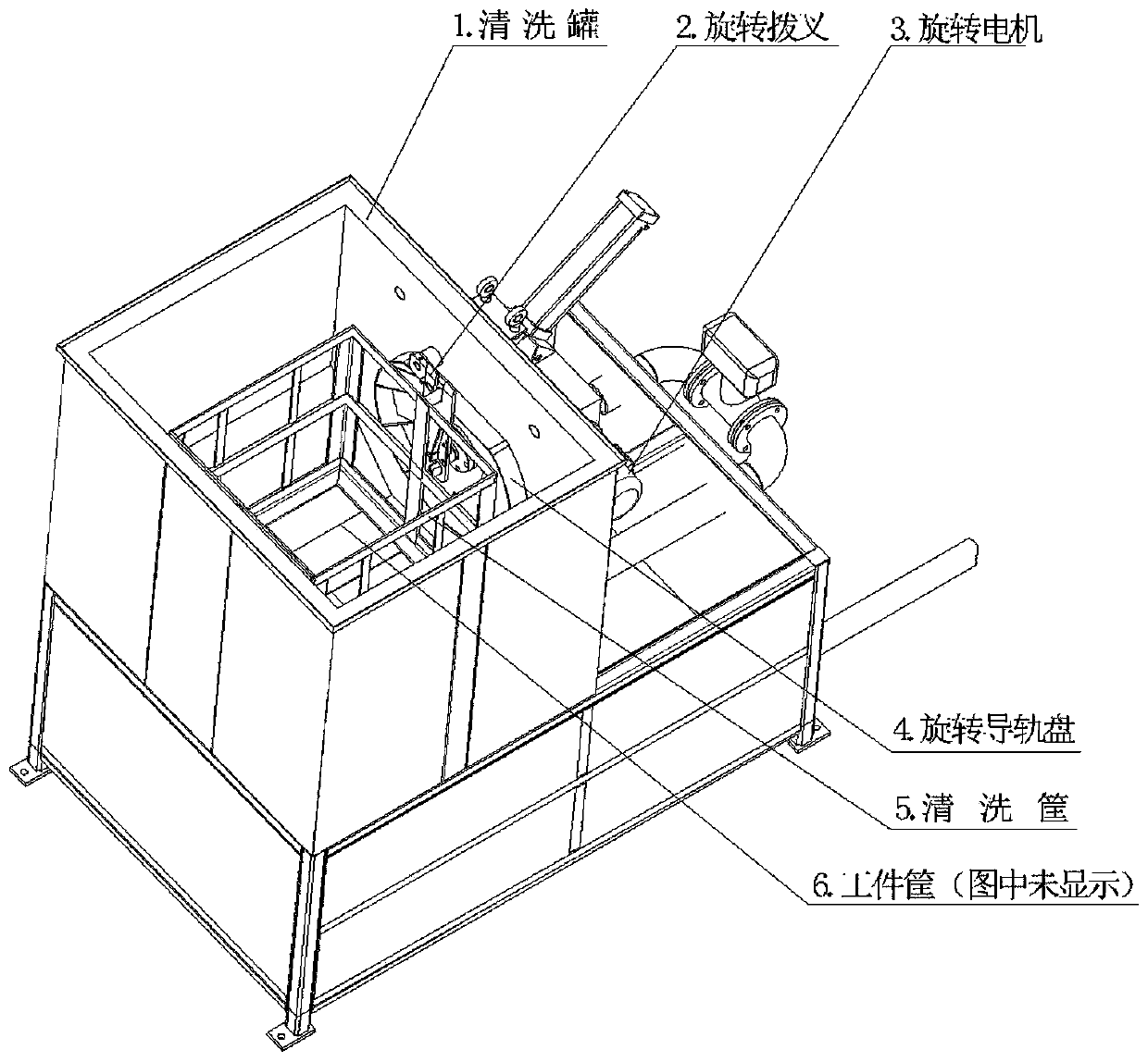 Device used for cleaning and rotating infiltrated workpieces and applied to automatic infiltration line