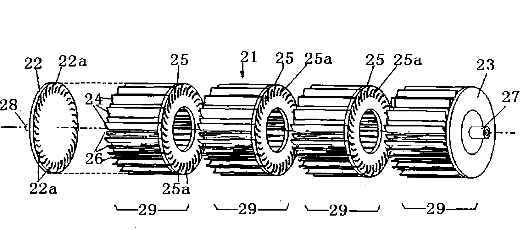 Cross flow wind wheel