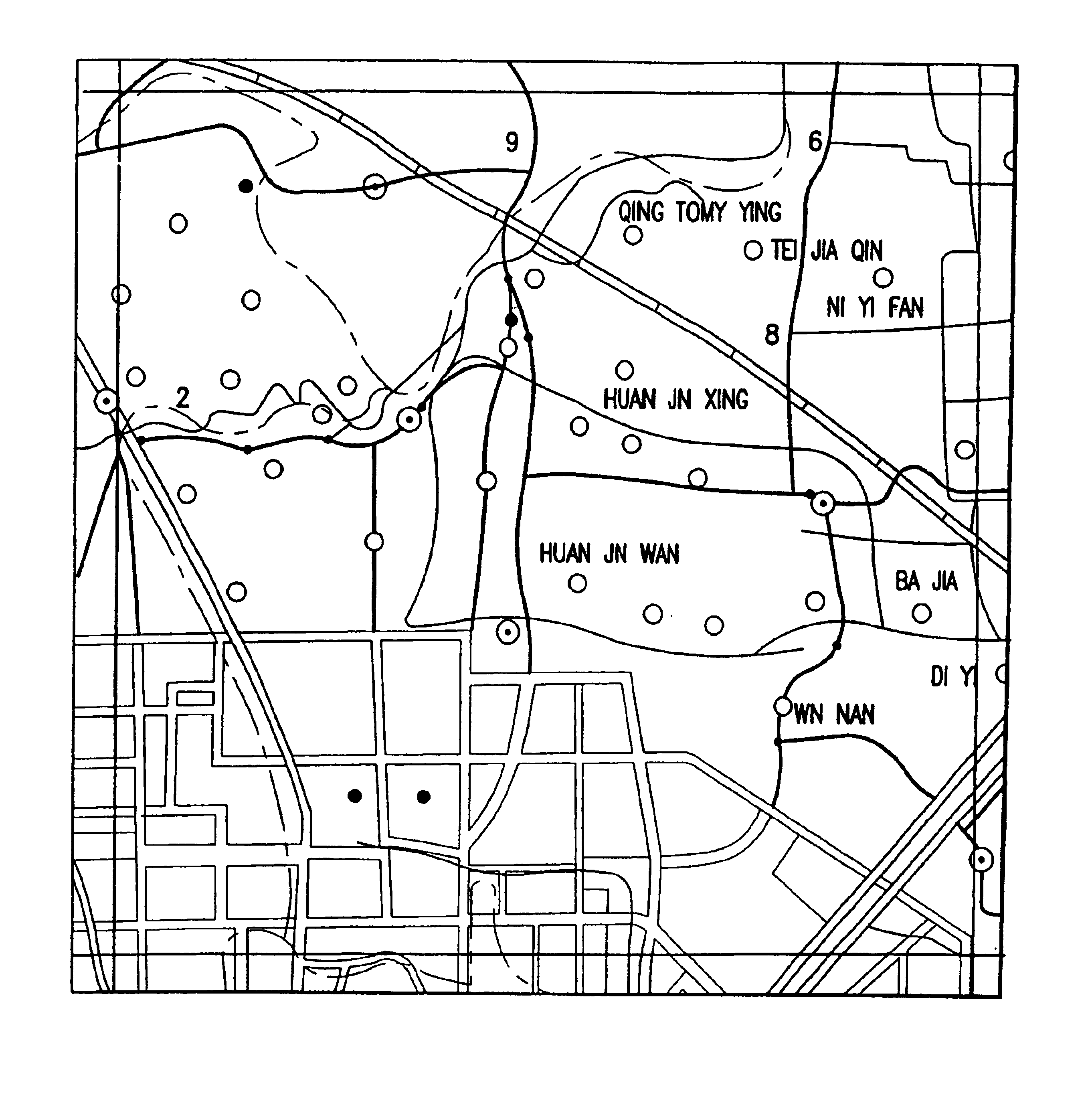 Determining means, terminal device, system and method for point label placement on a map