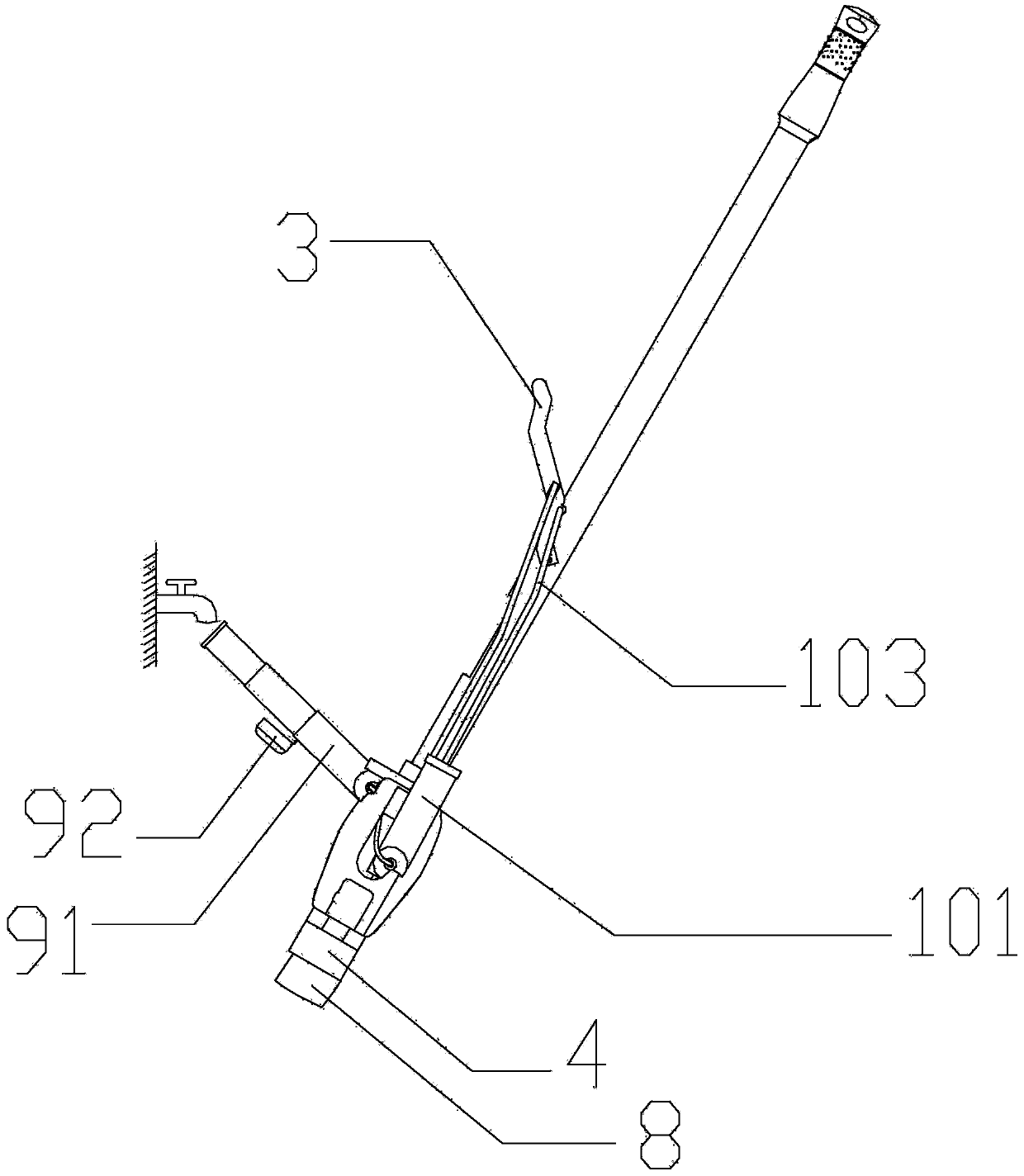 Water-saving mop based on medium flow and pressure principle and application method thereof