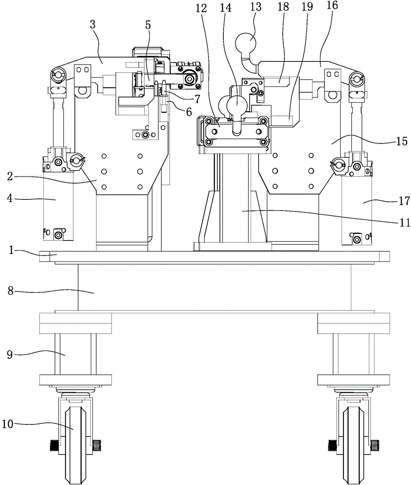 Clamp for welding automobile steering column installation support assembly