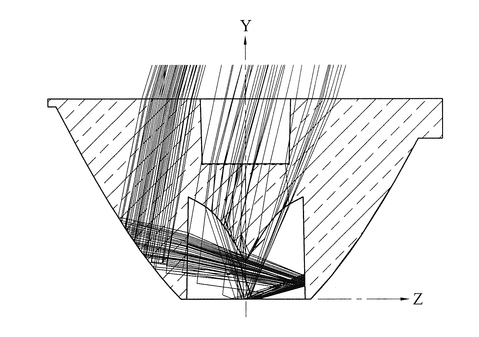 Amplified condensing LED light lens and module thereof