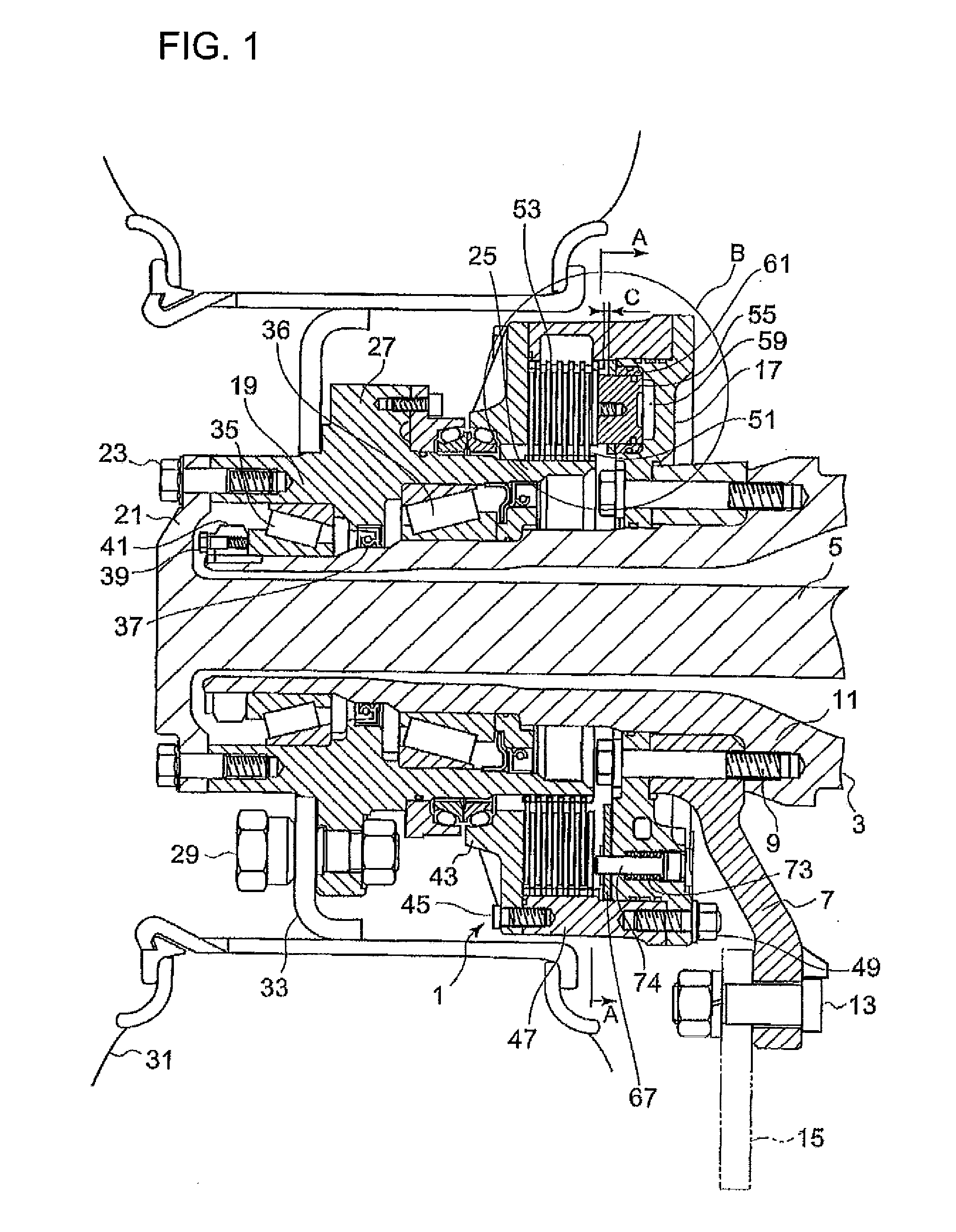 Vehicle wet-type multi-plate brake device