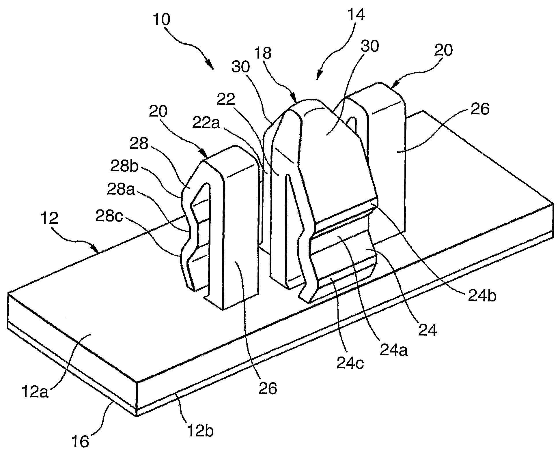 Three legs clip for windshield (article support)