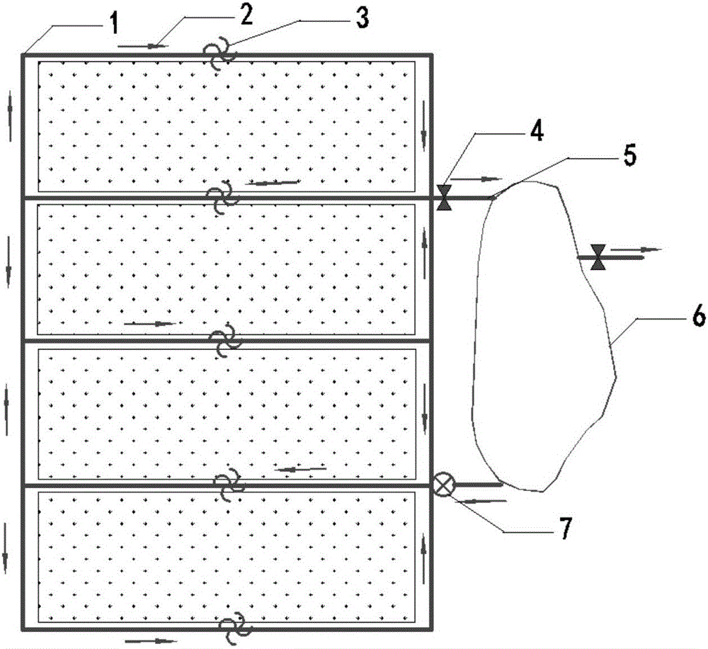 Alga-rich trench system for farmland tail water treatment and treatment method