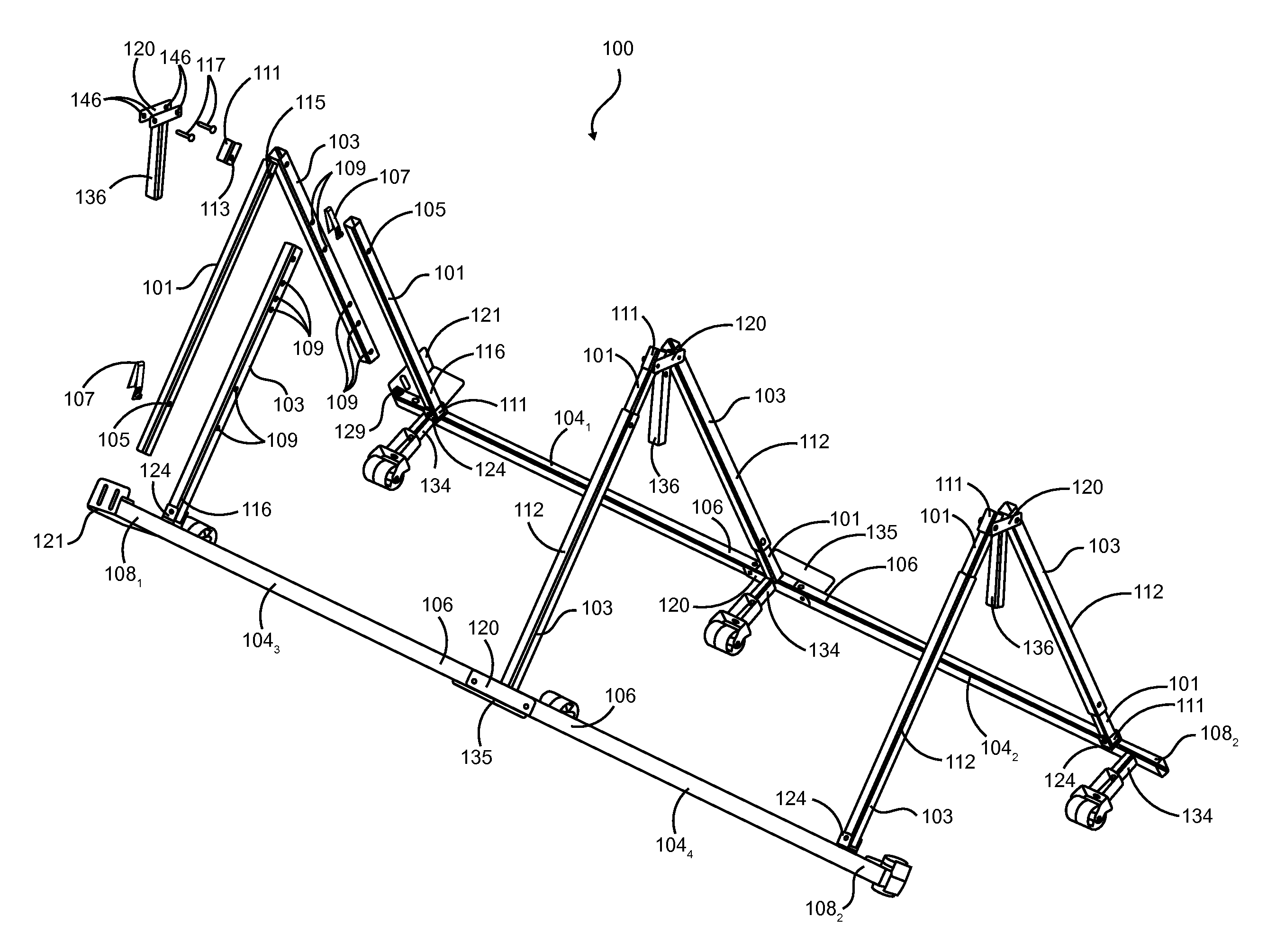 Adjustable folding bed frame