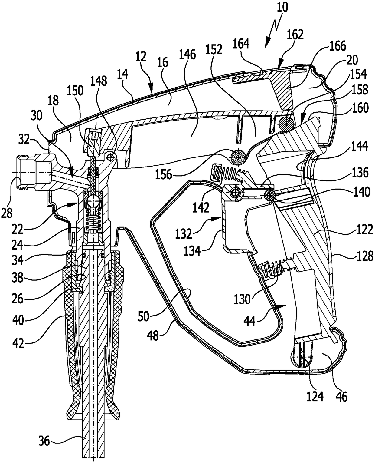 Valve pistol for a high-pressure cleaning device