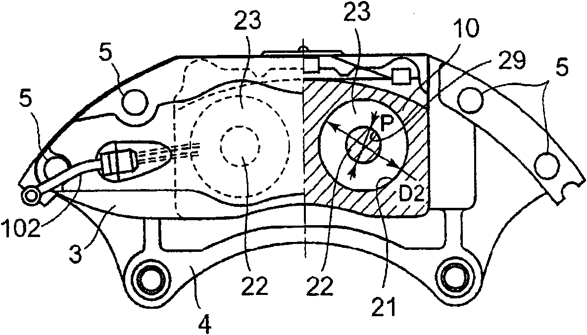 Brake caliper for disk brake