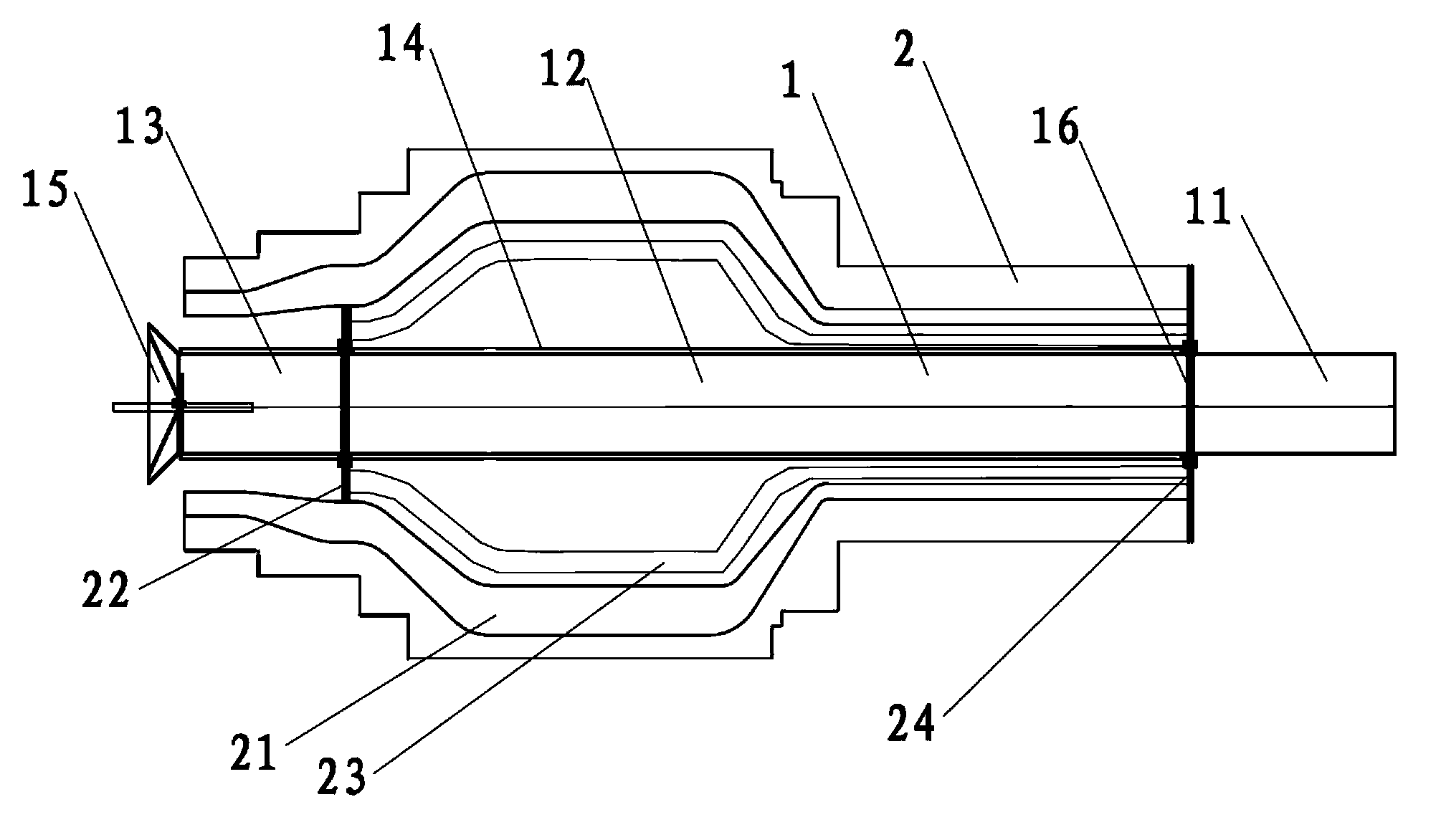 Core cooling system of pipe extruding mould