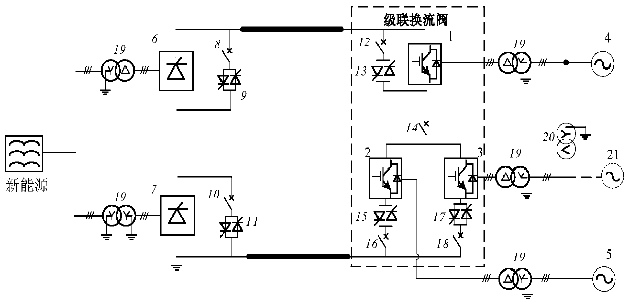 A cascaded converter valve, direct current transmission system and control method thereof