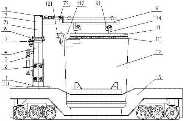 Steel ladle full-course covering and uncovering device and molten steel carrying device